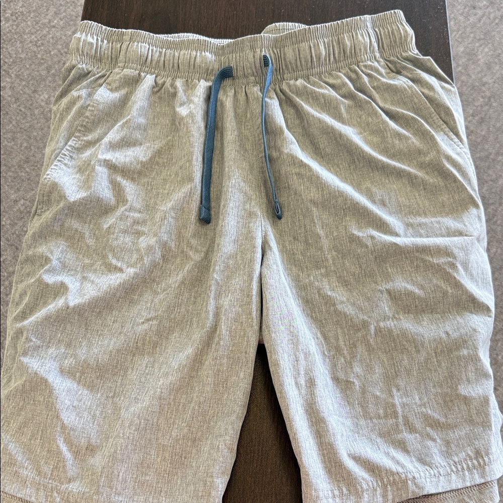Layer 8 Light Gray Men's Casual Drawstring Shorts with Blue Drawcord